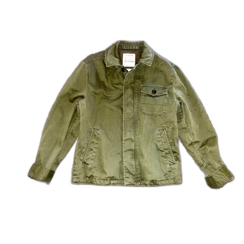 J Crew Olive Green Field Jacket Broken In Cotton Utility S y2k